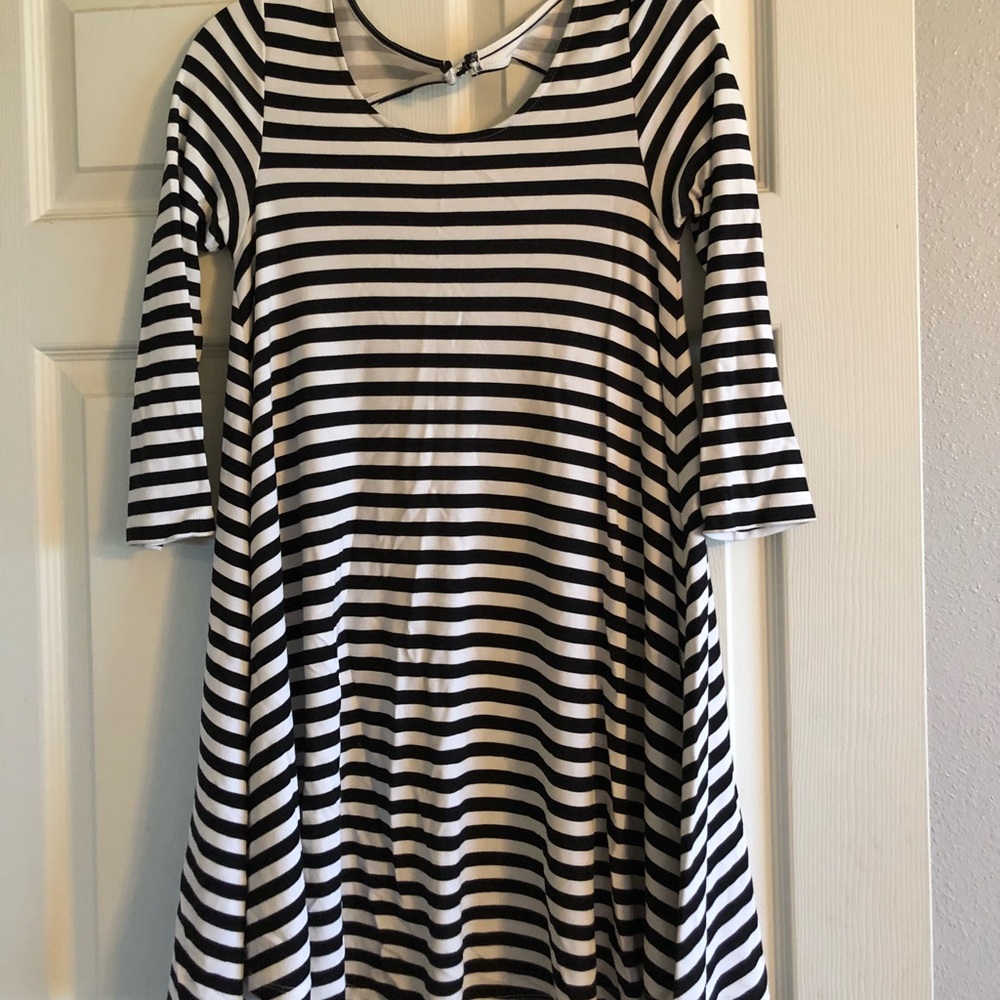 Black and white striped dress